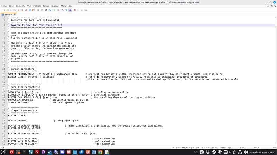 Capture d’écran de Text Top-Down Engine